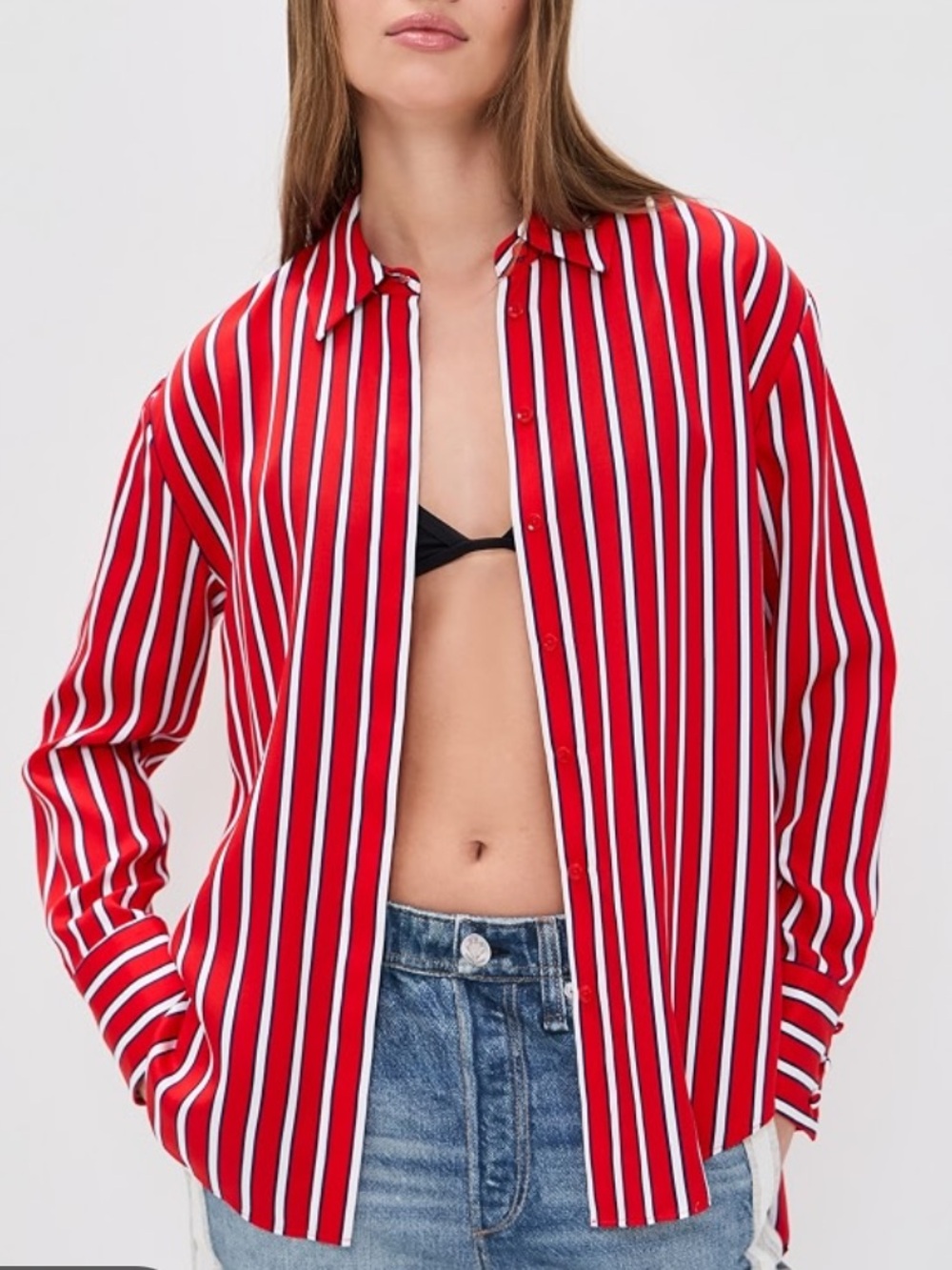 ALICE + OLIVIA Dimitra Oversized High Low Button Down Shirt